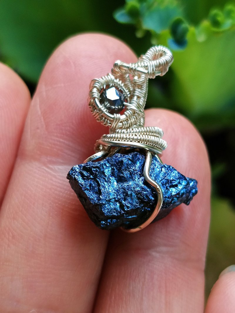 斑銅礦項墜 /水晶飾品 /銅線編織 金屬線編織 - 項鍊 - 半寶石 