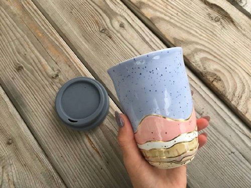 Double wall coffe cup, Double Layer mug, Mug with lid ceramic, travel  coffee cup - Shop Soul in Ceramic Mugs - Pinkoi