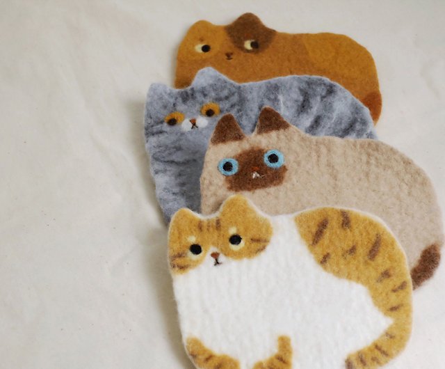Handmade Wool Felt Calico Cat Coasters - Deer Harbor Design – Ganapati  Crafts Co.