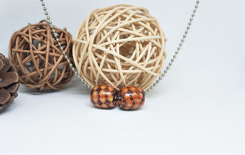 Alloy necklace <color wooden barrel> => Limited X1 - Necklaces - Wood Brown