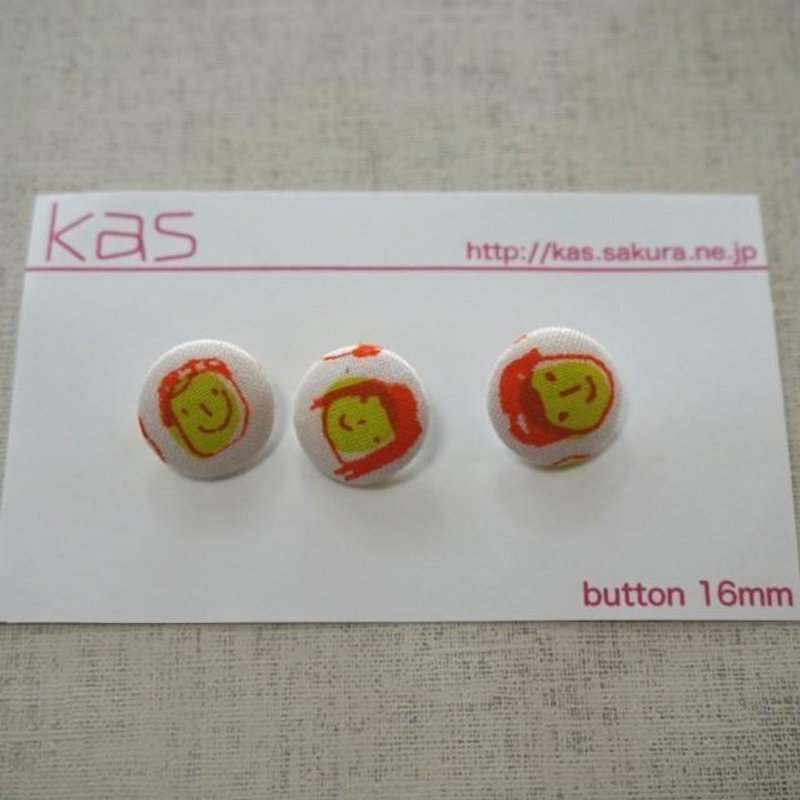 手刷りオリジナルくるみボタン「トモダチ」(小) - 其他 - 棉．麻 粉紅色