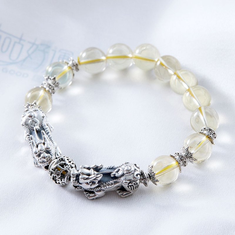 Wealth and Blessing Pixiu Citrine Bracelet (Male Use)-(Consecration included) - Bracelets - Crystal Yellow