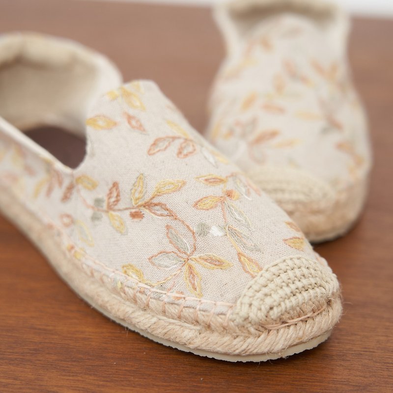 台湾製の生地で手縫いの靴作り エスパドリーユ - スリッポン - コットン・麻 イエロー