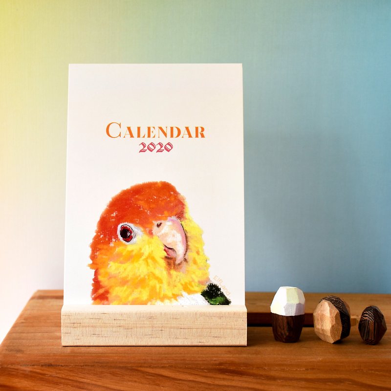 2020年粉彩風彩色小鸚鵡桌曆 // 明信片尺寸 - 月曆/年曆/日曆 - 紙 多色