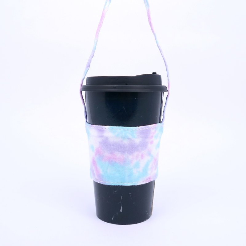 Handmade Tie dye Reusable Coffee Sleeve Xmas gifts - ถุงใส่กระติกนำ้ - ผ้าฝ้าย/ผ้าลินิน สึชมพู