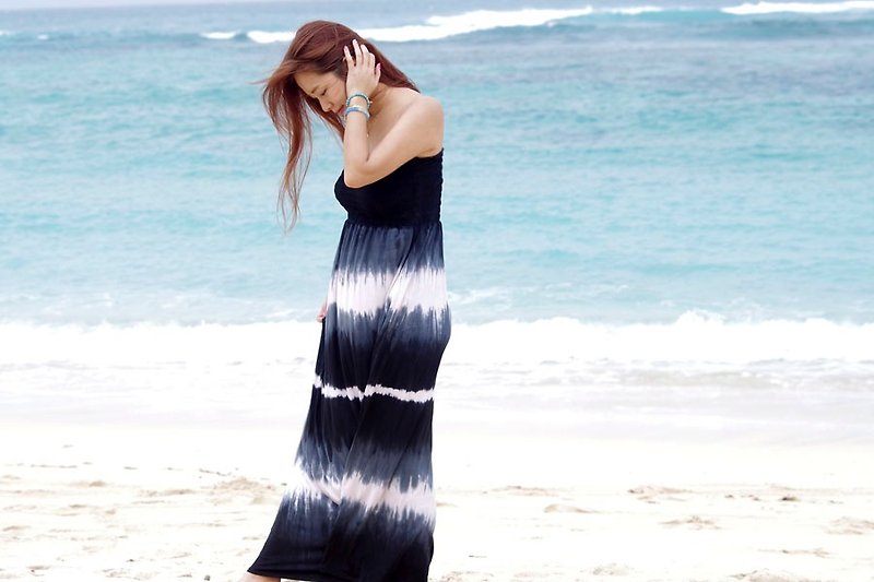 Tie Dye Strapless long dress <pink> - One Piece Dresses - Other Materials Pink
