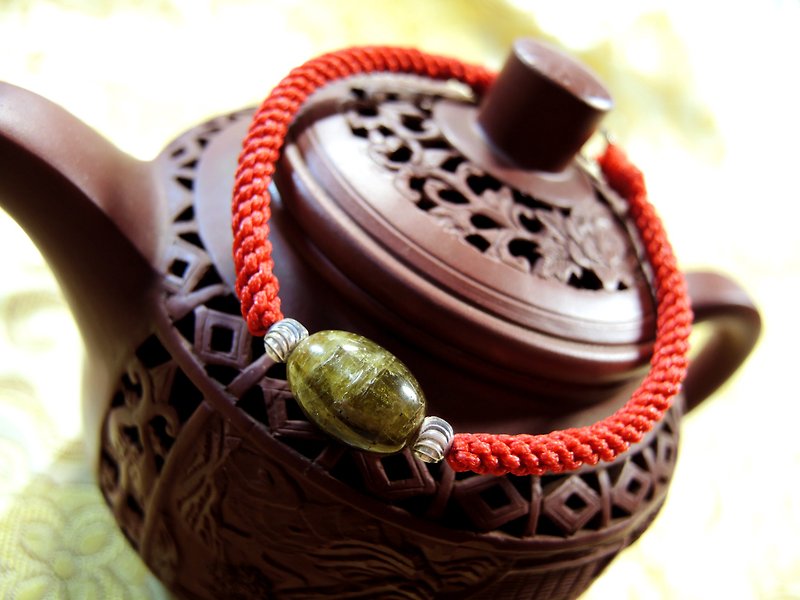 "Money and treasures will be plentiful fortune" Elaborate Huangbi Xi oval beads hand knot - สร้อยข้อมือ - เครื่องเพชรพลอย หลากหลายสี