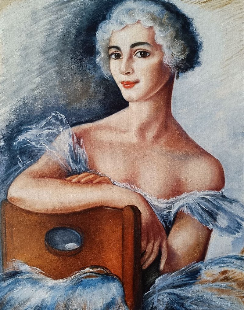 芭蕾舞女星肖像油畫 Woman Ballet 具象藝術 - 插畫/繪畫/書法 - 其他金屬 藍色