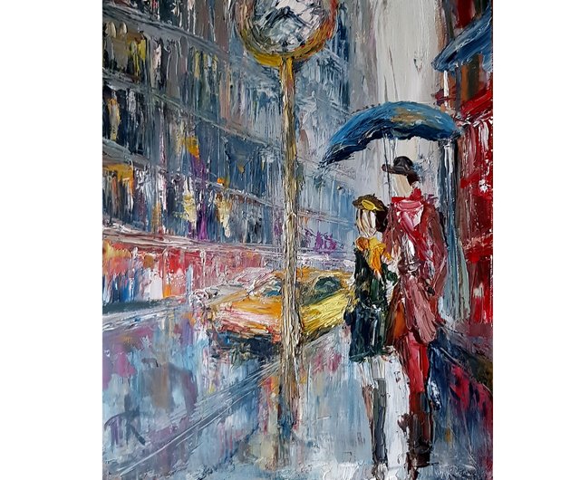 Delightful newest Cityscape Original Painting on Canvas, Signed, Unframed