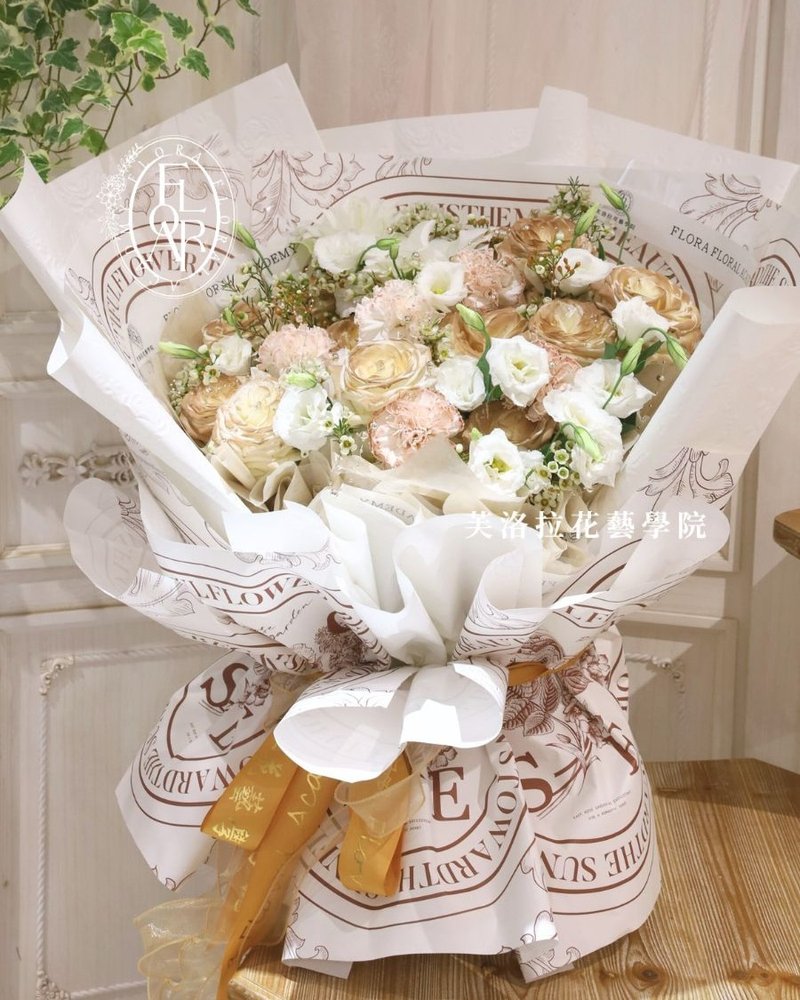 巨型鮮花束 - 乾燥花/永生花 - 植物．花 白色