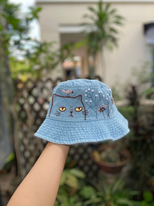 Logo-embroidered denim bucket hat