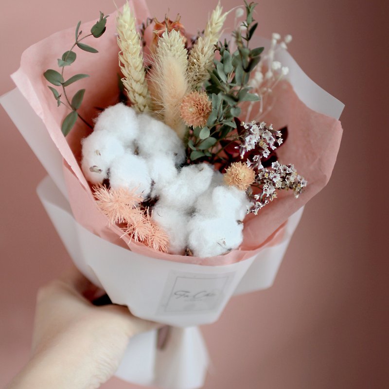 花束 (乾燥花 / 棉花 / 莓果色) - 乾花/永生花 - 植物．花 粉紅色