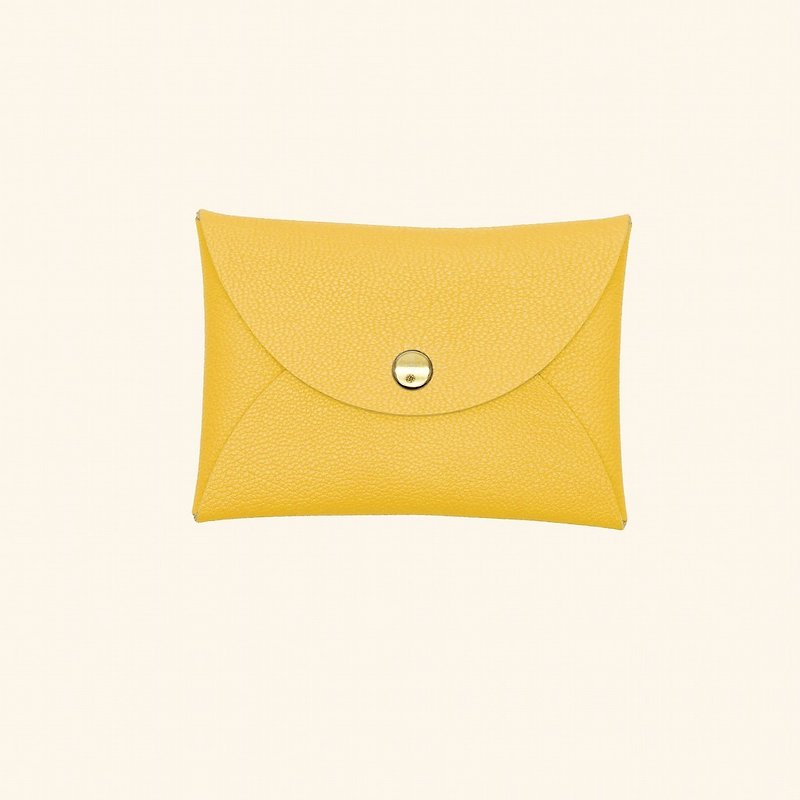 Customized Gift Goatskin Macaron Yellow Card Holder/Wallet/card holder/card case - Card Holders & Cases - Genuine Leather Yellow