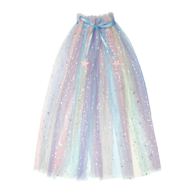 British Mimi & Lula_AW24_Dress Up Party-Gradient Rainbow Fantasy Gauze Cloak - ของขวัญวันครบรอบ - เส้นใยสังเคราะห์ 