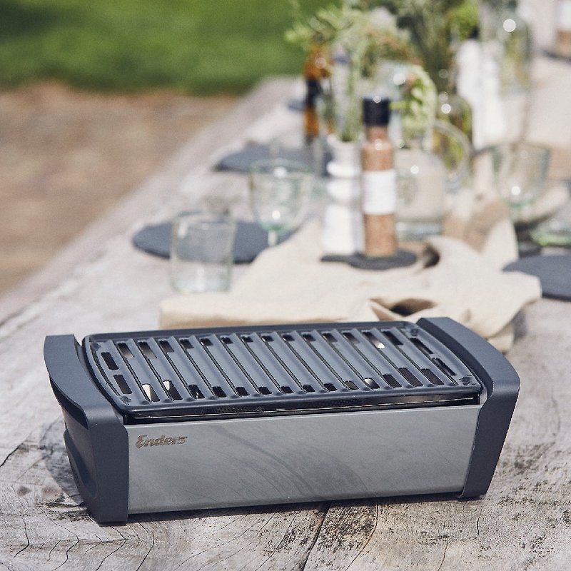 Aurora/enamel grill tabletop charcoal grill silver gray with enamel grill plate - กระทะ - สแตนเลส สีเทา