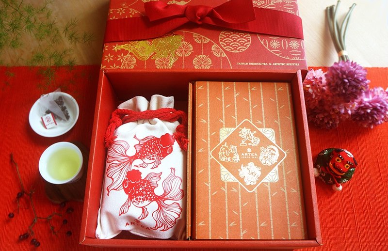 【福壽滿杯】 特色品茗杯+精品好茶大禮盒 - 茶壺/茶杯/茶具 - 瓷 紅色