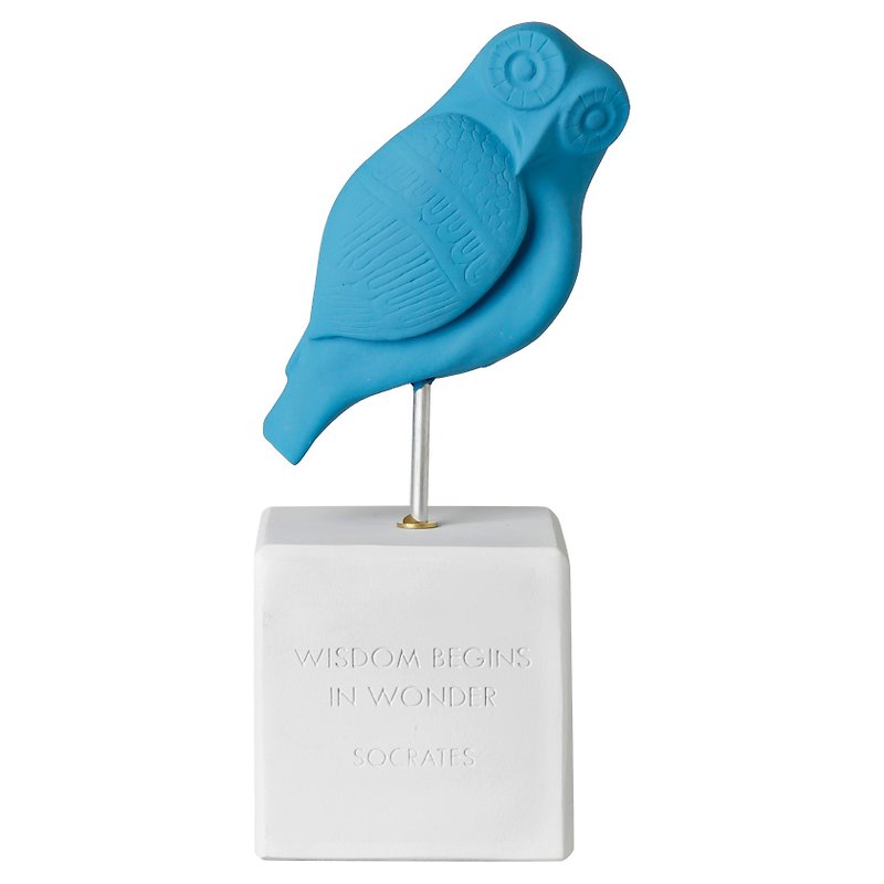 古希臘 貓頭鷹擺飾 Wisdom Owl (淺藍) - 手工陶製雕像 - 擺飾/家飾品 - 陶 藍色