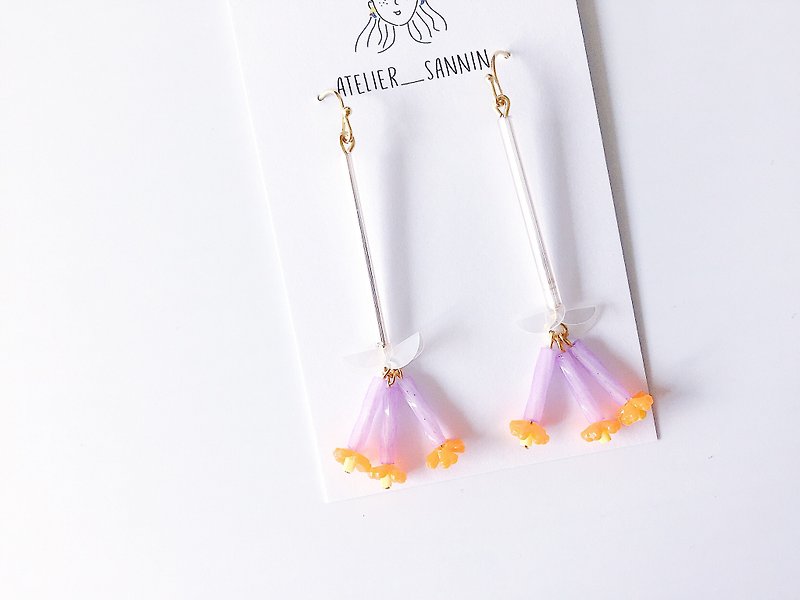 Forest elves series - fluorescent orange wind chime bell earrings earrings earrings [can be modified folder / anti-allergic silicone ear hook] - Earrings & Clip-ons - Other Materials Orange