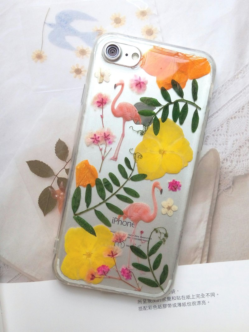 Pressed flowers phone case, Fit for iPhone 7,iPhone 8, Flamingos - เคส/ซองมือถือ - พลาสติก หลากหลายสี
