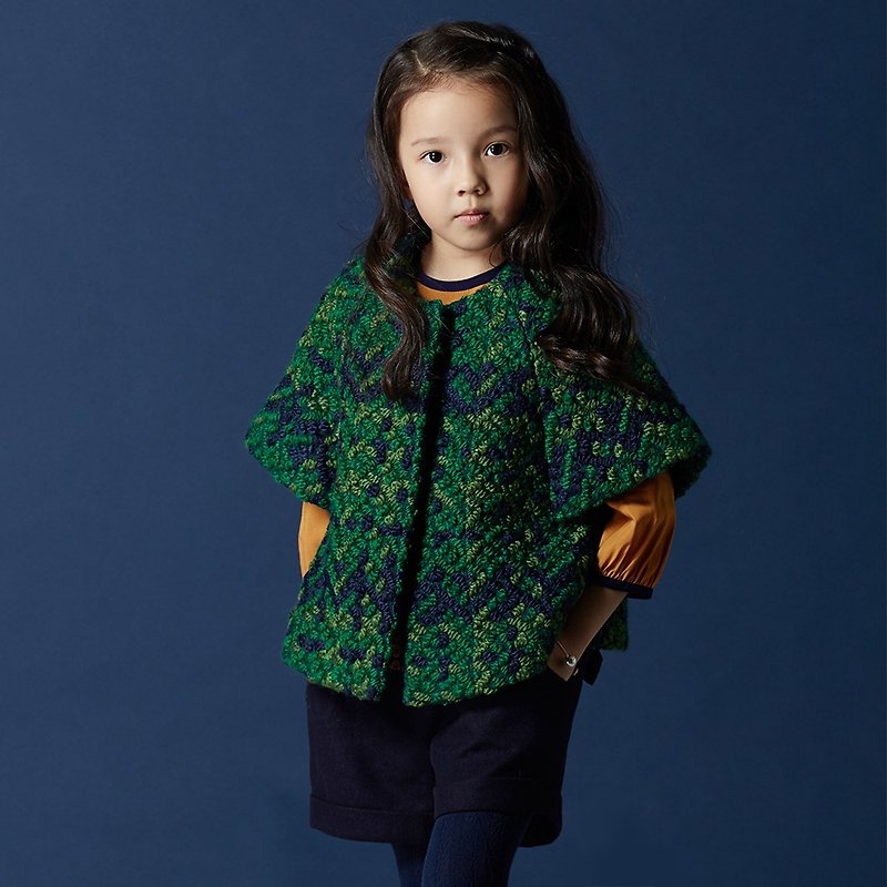 Ángeles-粗針編織毛料斗篷 (2-6歲) - 其他 - 羊毛 