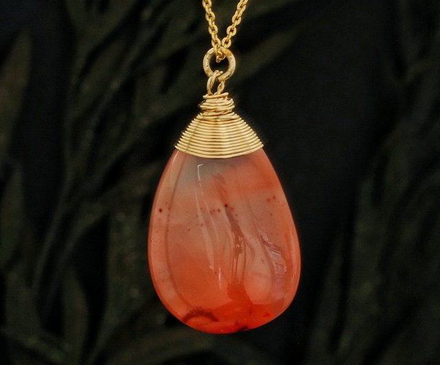 14K GF gold filled hotsell cornelian agate necklace