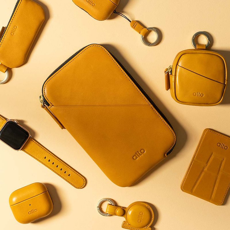 Alto Leather Phone Wallet – Caramel - Clutch Bags - Genuine Leather Orange