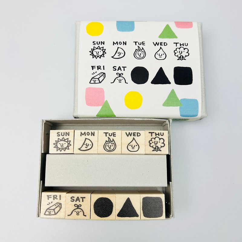 [With box!] Day of the week stamp set*Set of 10 rubber stamp*RS035_y - ตราปั๊ม/สแตมป์/หมึก - ไม้ 
