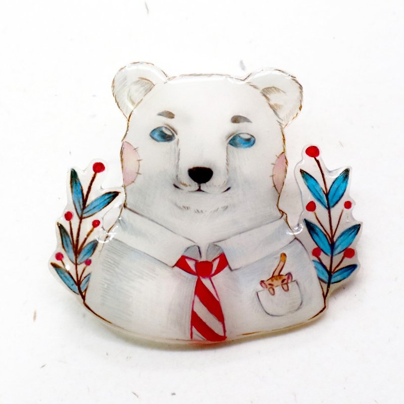 Mr.Polar bear  brooch - Brooches - Plastic 