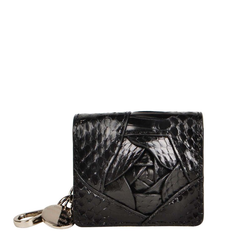 Amelia Snakeskin three-dimensional Rose coin purse, leather coin purse - กระเป๋าใส่เหรียญ - หนังแท้ 