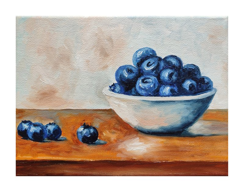 漿果 家居裝飾畫 Blueberry, 藍莓 Fruits Painting, Original Art, Hand-Painted Painting - 海報/掛畫/掛布 - 其他材質 紫色