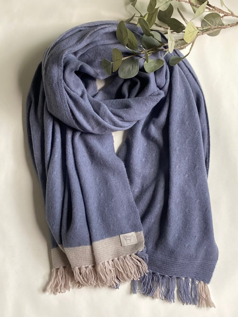 Kintted Pashmina Shawl - Knit Scarves & Wraps - Wool Blue
