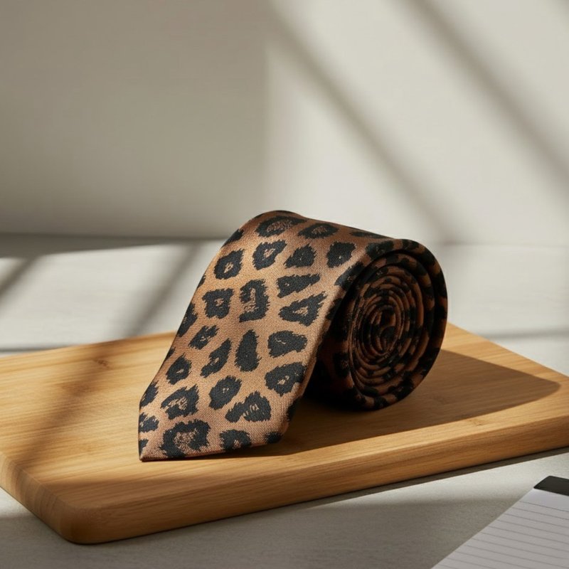 豹紋領帶 - 領帶/領帶夾 - 其他人造纖維 咖啡色