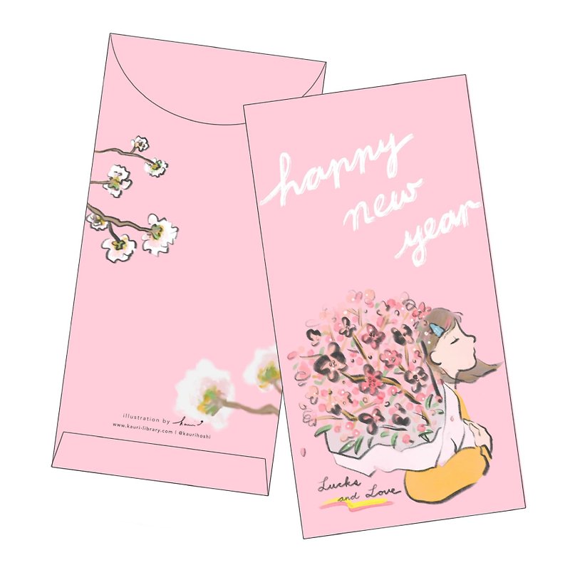 FLOWERS 新年利是封 / お年玉 - 紅包袋/春聯 - 紙 粉紅色