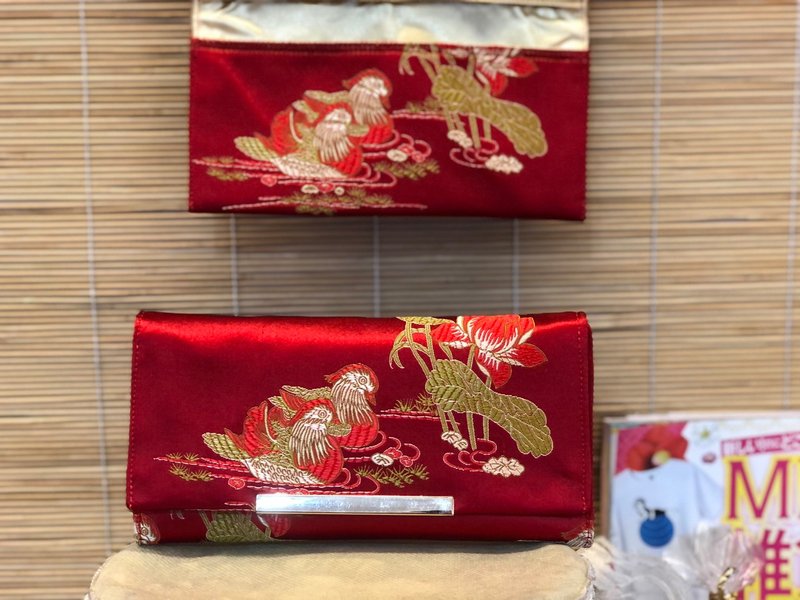織錦緞質感提花卡片式三折長夾(可以客制) - 皮夾/長短夾/錢包 - 絲．絹 多色