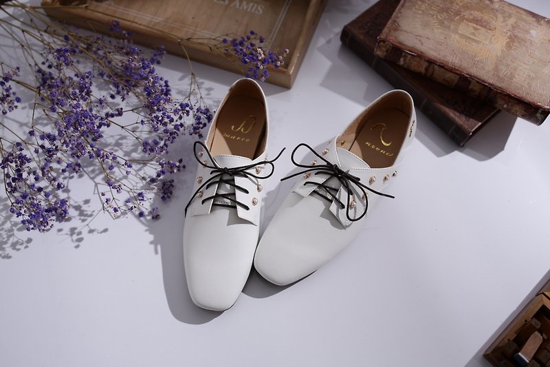 Eos-white-handmade leather casual shoes - รองเท้าลำลองผู้หญิง - หนังแท้ 