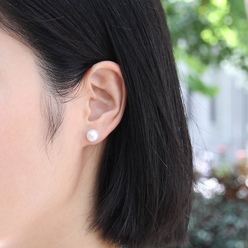 日本Akoya珍珠18K金經典耳環/多尺寸珍珠耳環 - 耳環/耳夾 - 寶石 白色