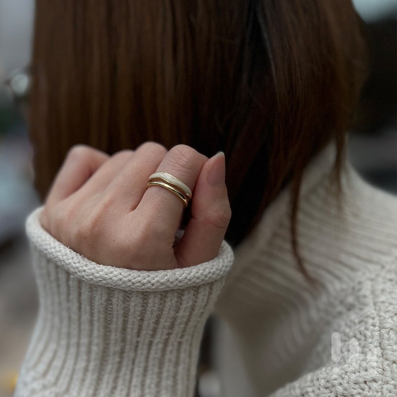 Luminous Ring│Brass Bronze Plated Pearl Adjustable Ring LIM:M PROJECT - แหวนทั่วไป - ทองแดงทองเหลือง สีทอง