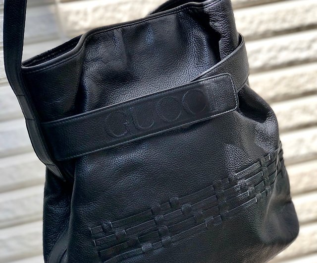 Logo-Embossed Leather Messenger Bag