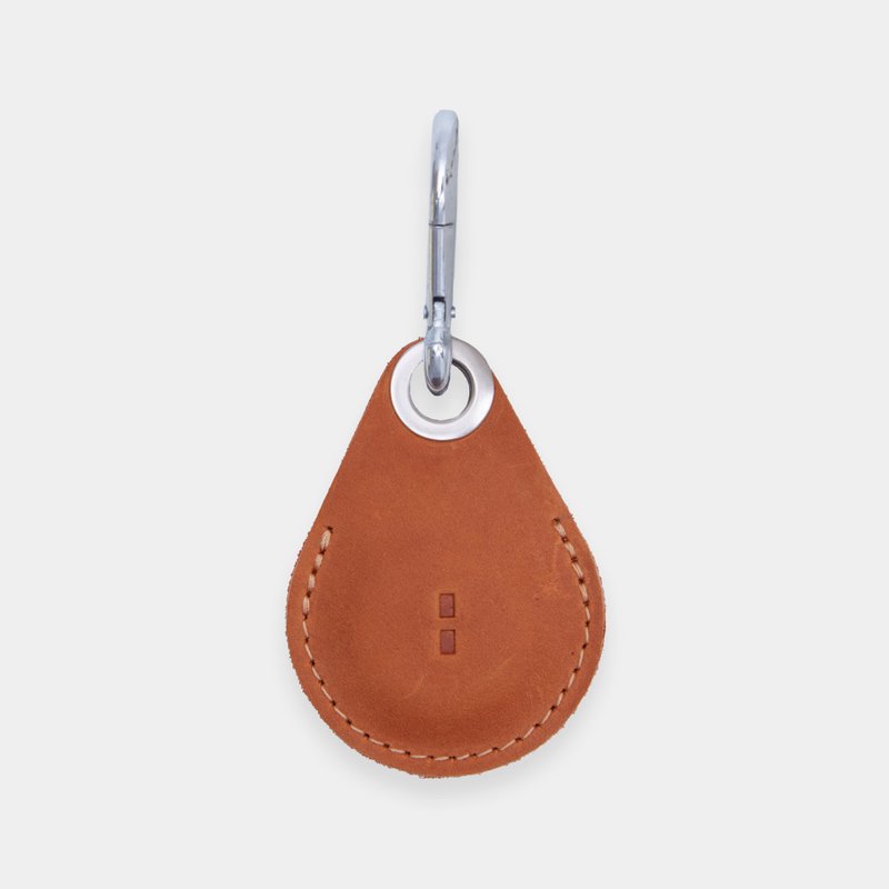 干邑皮革 AirTag 收納套 – Apple 追蹤器專用保護殼 - 鑰匙圈/鑰匙包 - 真皮 橘色