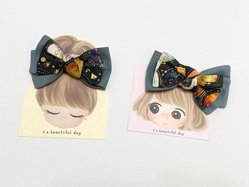 Boss | Double-layer bow hair comb and hair tie | Parent-child hair accessories | Banana clip - เครื่องประดับผม - ผ้าฝ้าย/ผ้าลินิน หลากหลายสี