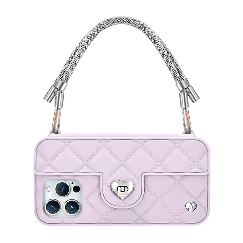 Hong Kong Design Mobile Phone Bag-Sol【Silver Strap + Lilac Pursecase】 - Phone Cases - Eco-Friendly Materials Purple