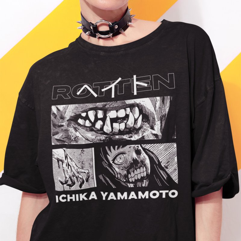 Japanese Horror Manga Streetwear 100% Cotton Unisex T-Shirt - 男襯衫/休閒襯衫 - 棉．麻 多色