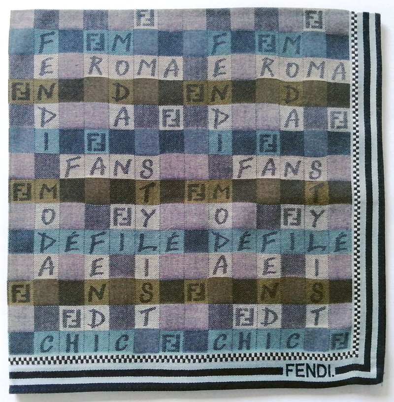 Fendi Vintage Handkerchief Pocket Square Christmas Gift 18 x 18 inches - 手帕 - 棉．麻 卡其色