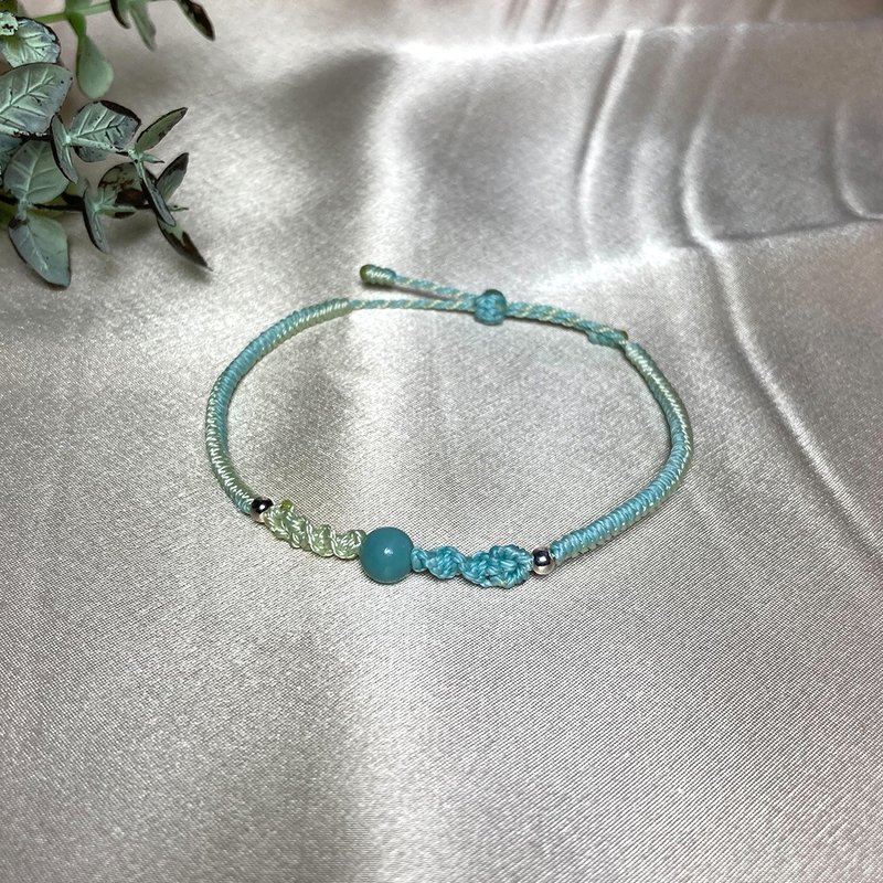 [Sweet and Peaceful] Natural Stone Diamond Knot Hand-woven Wax Thread Bracelet - สร้อยข้อมือ - เครื่องเพชรพลอย หลากหลายสี