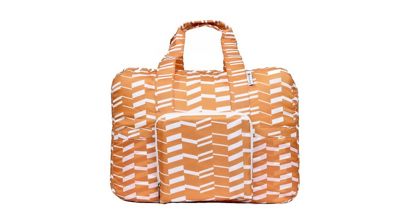 軽量  折りたたみ 旅行バッグ（幾何学オレンジ） - トート・ハンドバッグ - その他の素材 オレンジ