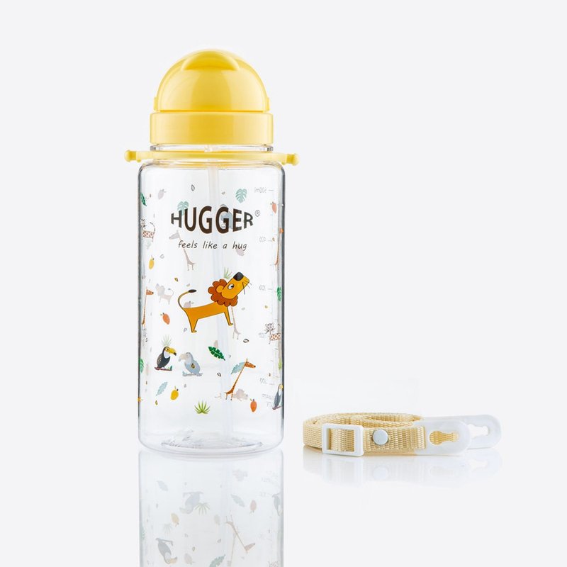 HUGGER 兒童吸管水壺 550ml Tritan 附背帶可拆 馬達加斯加/獅子 - 寶寶/兒童餐具/餐盤 - 其他材質 橘色