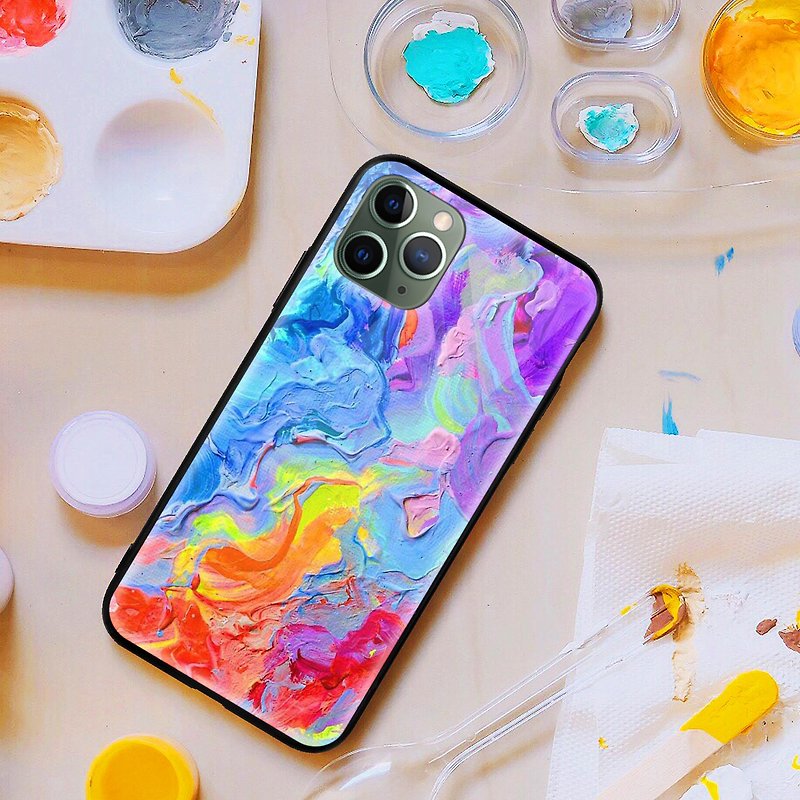 Phonecase Rainbow Abstract Oil Paint Glossy iPhone 14 Pro XR Samsung Huawei - Phone Cases - Plastic Blue