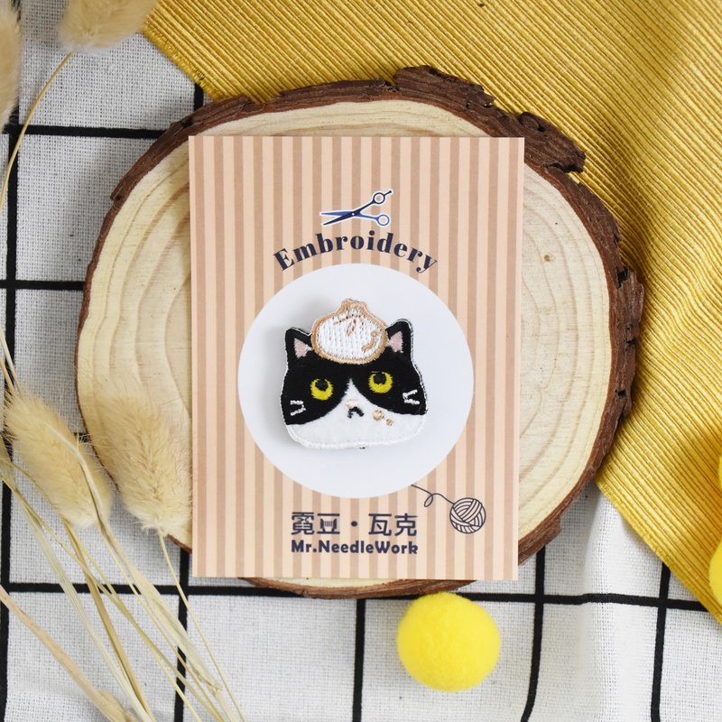 Foodie Cat Embroidery Pin - เข็มกลัด - งานปัก 