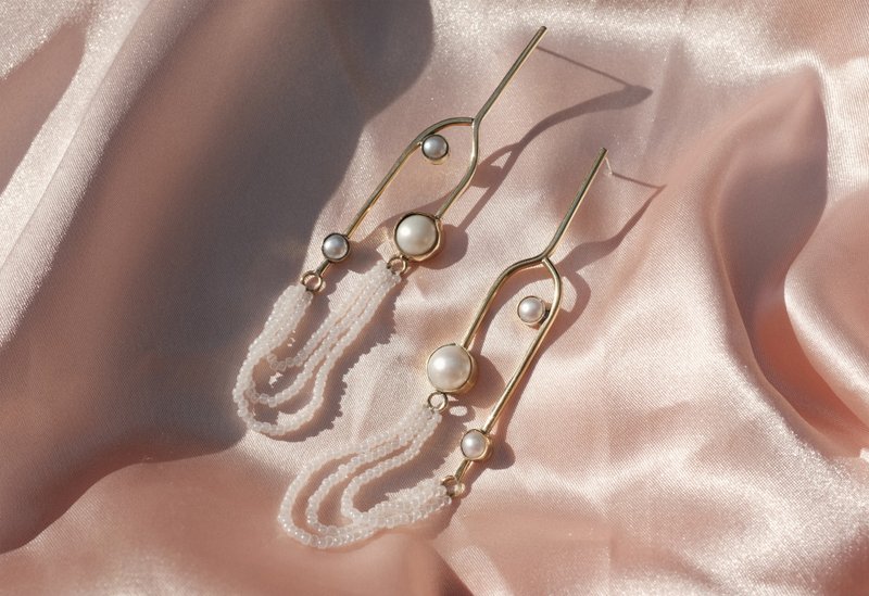 Les Néréides- 珍珠耳環 - 耳環/耳夾/耳骨夾 - 銅/黃銅 金色