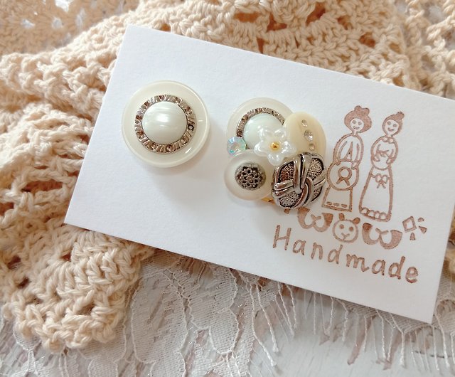 wow Button Handmade - Silver Iris Button Earrings/Ear Pins/ Clip-On - Shop  Button-made Earrings & Clip-ons - Pinkoi